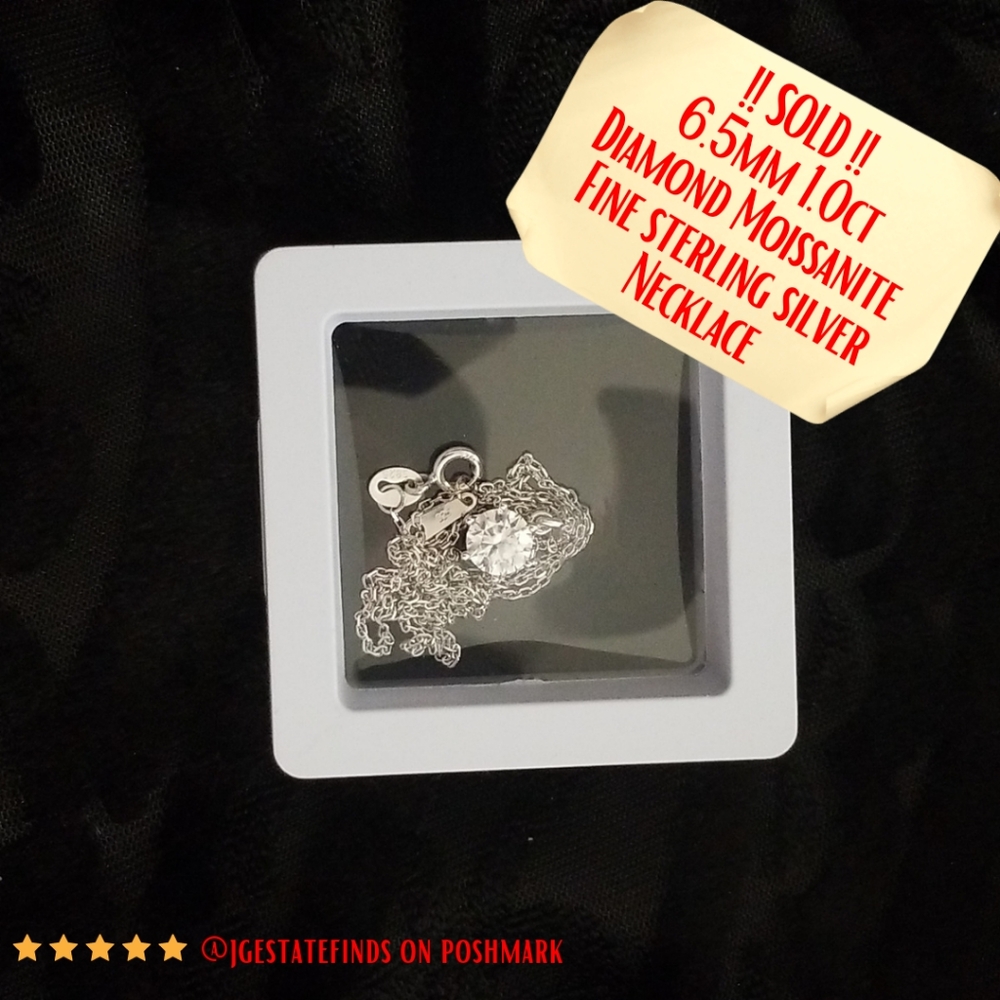 SOLD Shimmering Certified 6.55mm 1.0ct Diamond Fine Sterling Silver Neckla